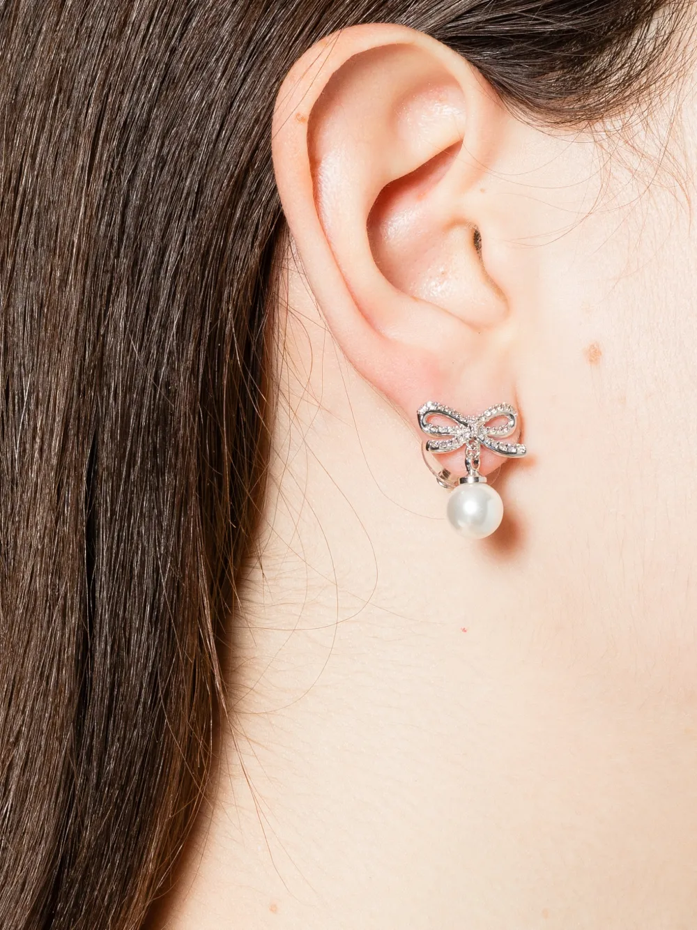 Self-Portrait bow drop earrings - Zilver