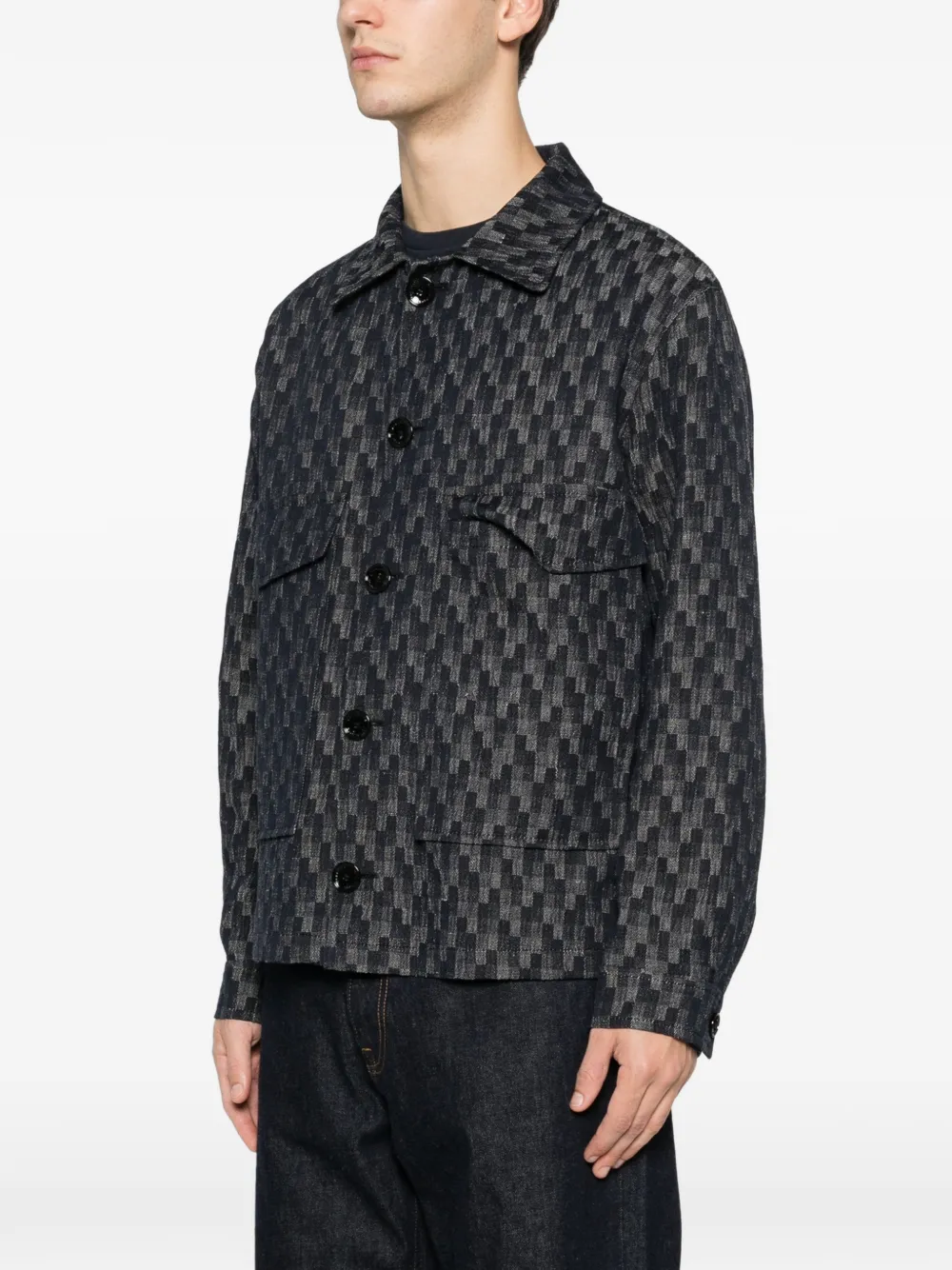 chest-pockets patterned shirt jacket