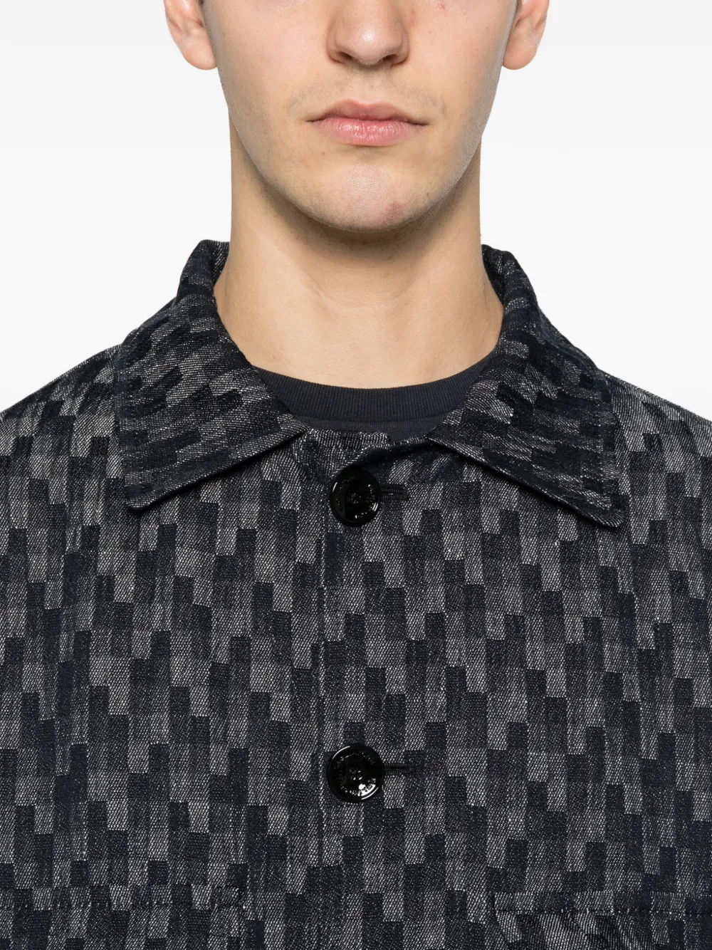 chest-pockets patterned shirt jacket