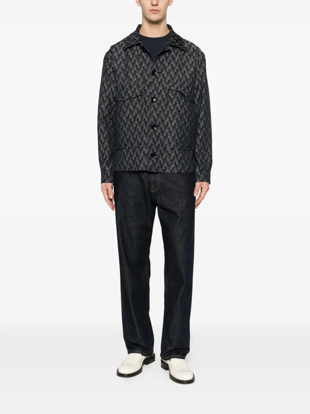chest-pockets patterned shirt jacket