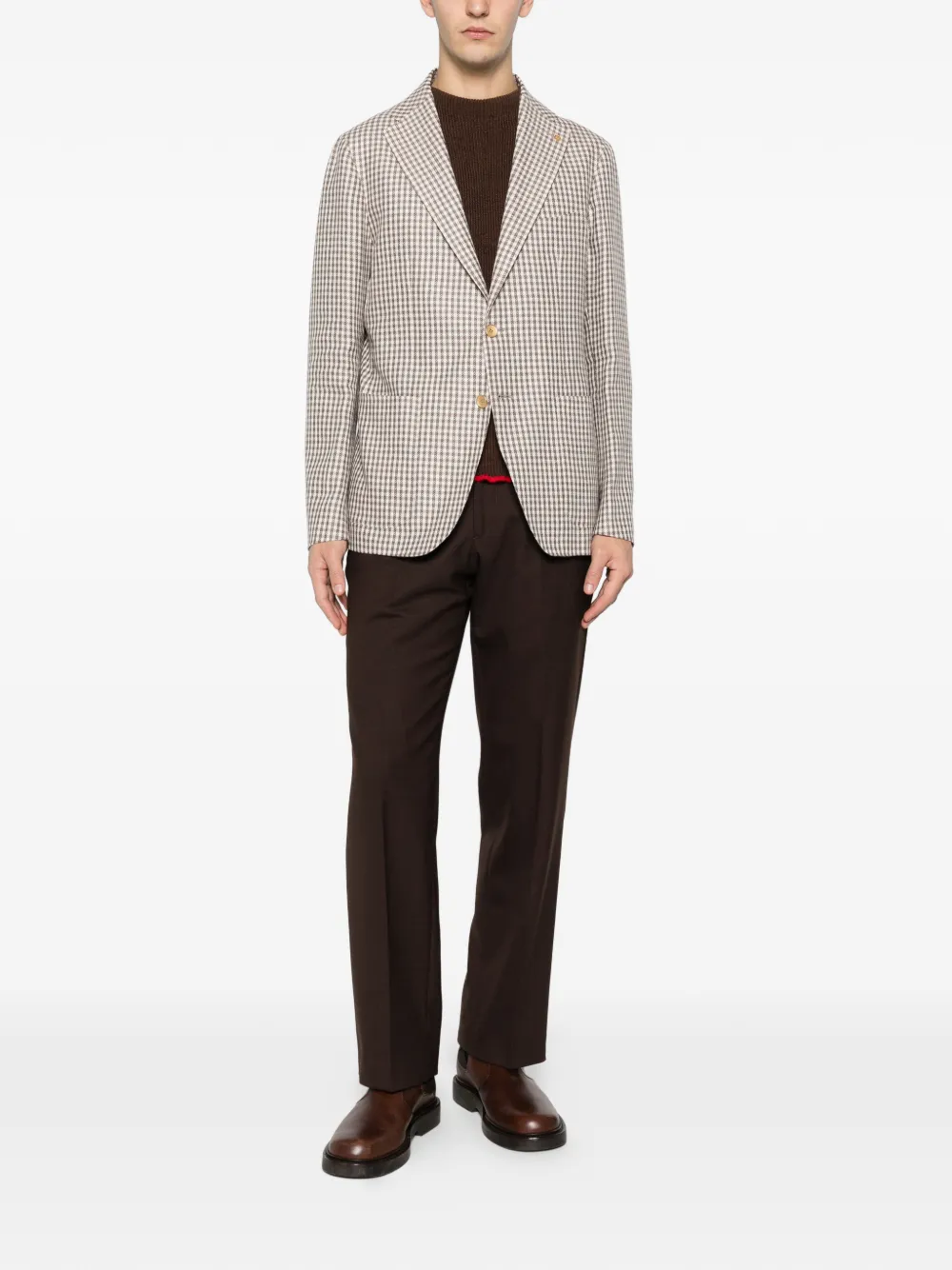 gingham-pattern single-breasted blazer