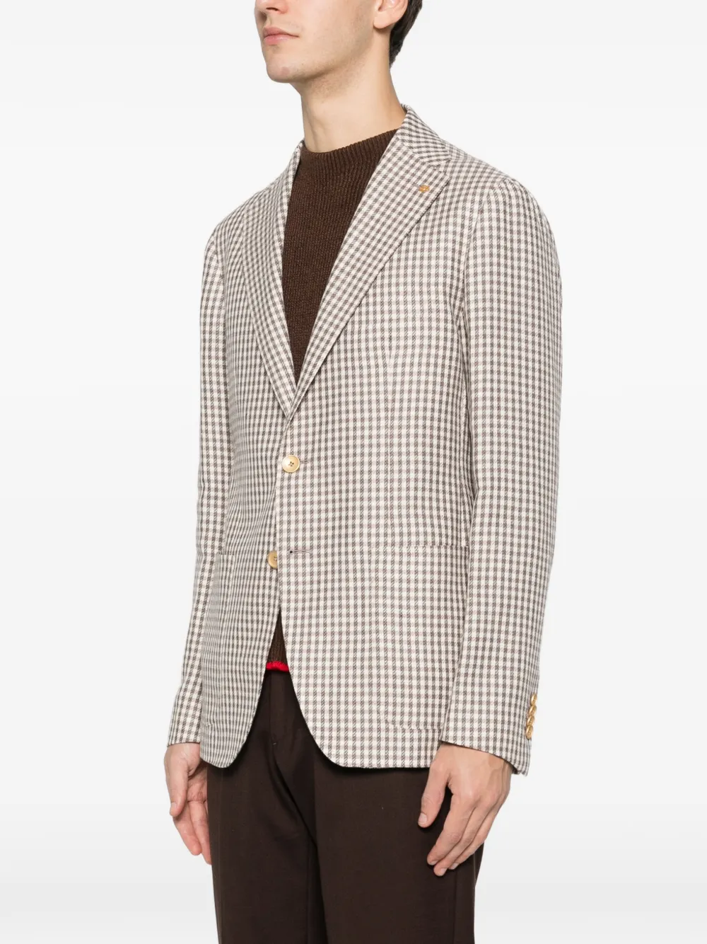gingham-pattern single-breasted blazer