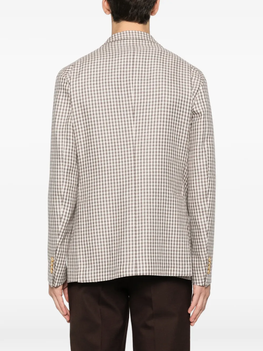 gingham-pattern single-breasted blazer