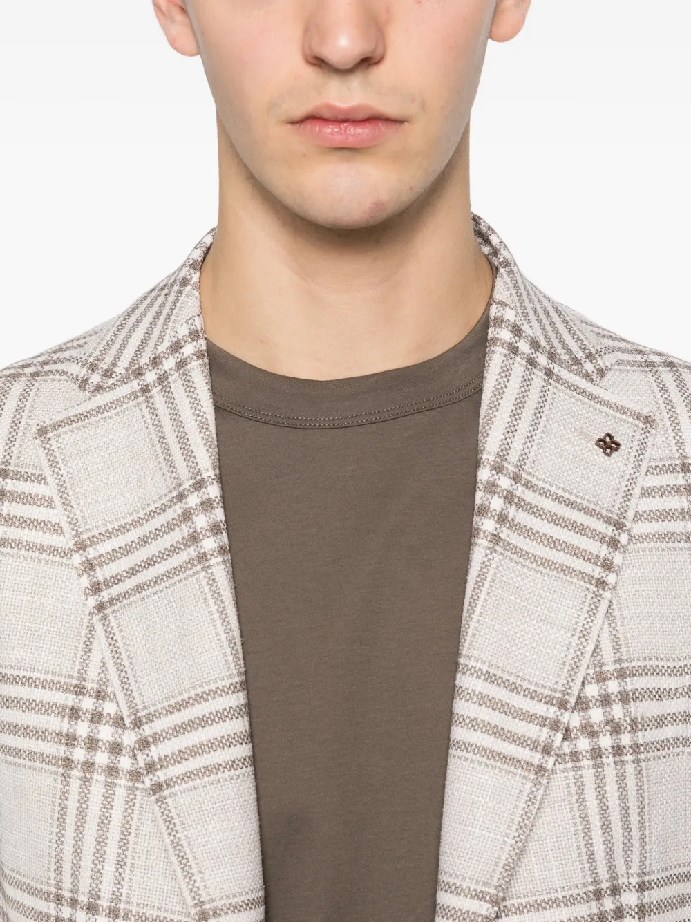 Tagliatore Geruite blazer Beige