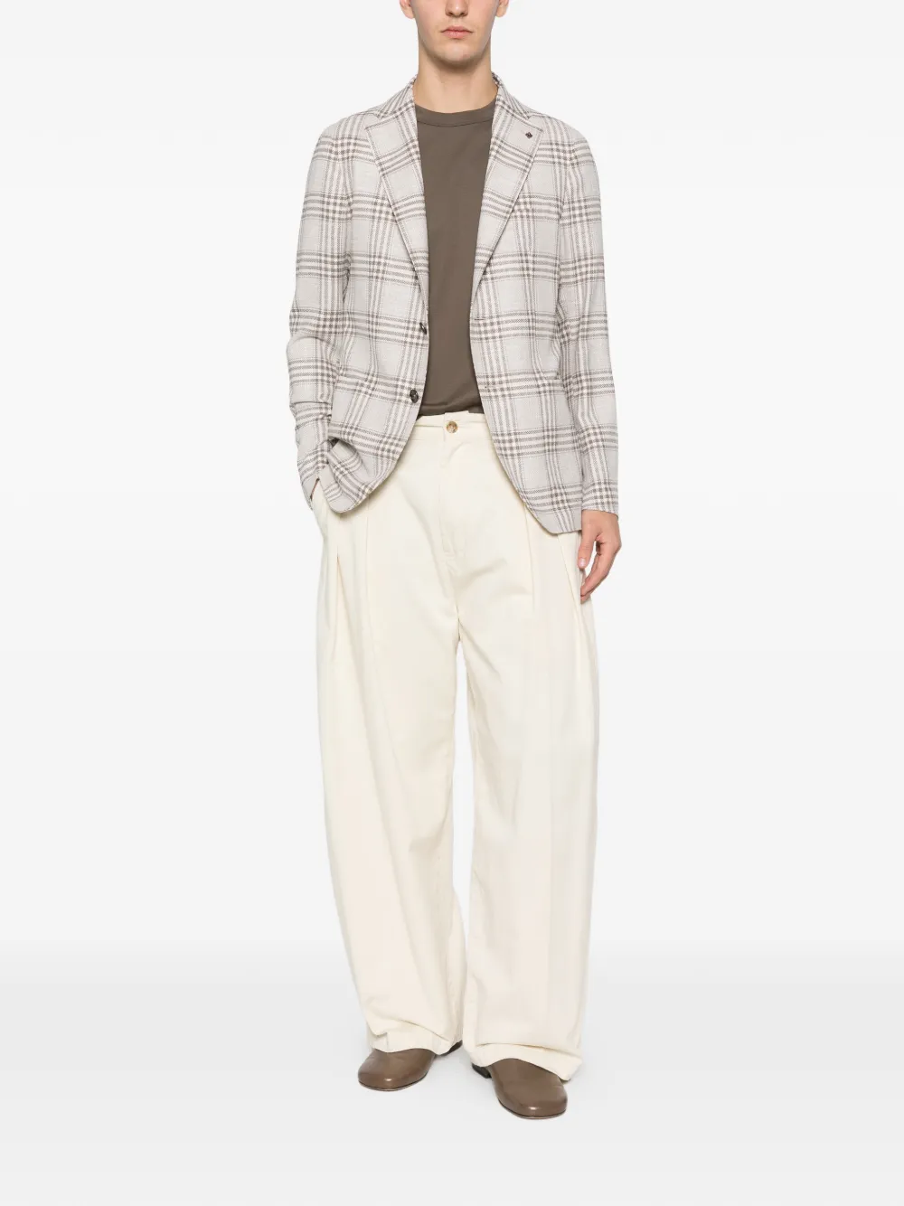 Tagliatore Geruite blazer Beige