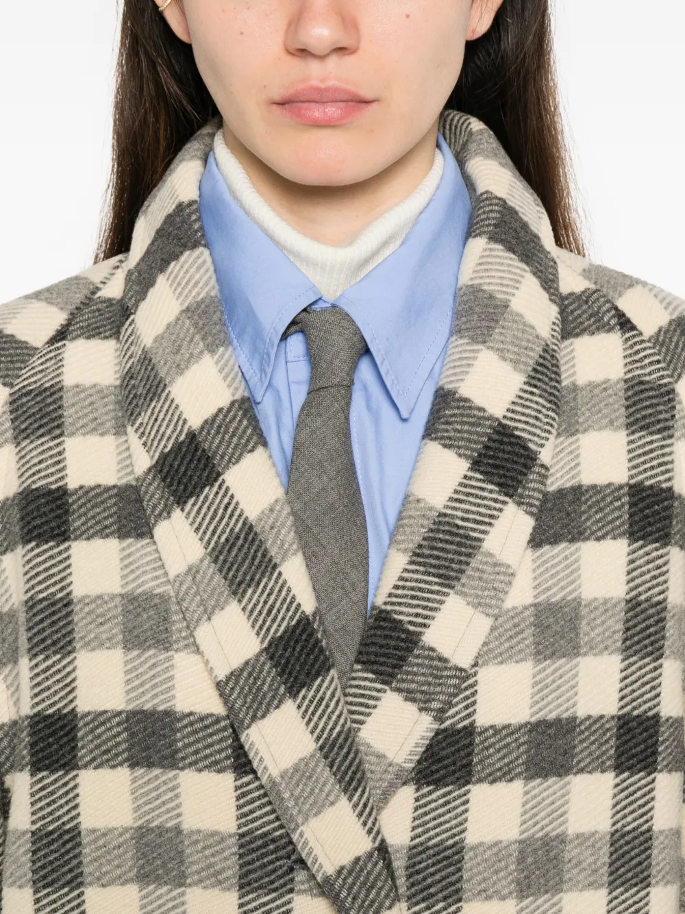 1980s Check-Pattern Buttoned Coat