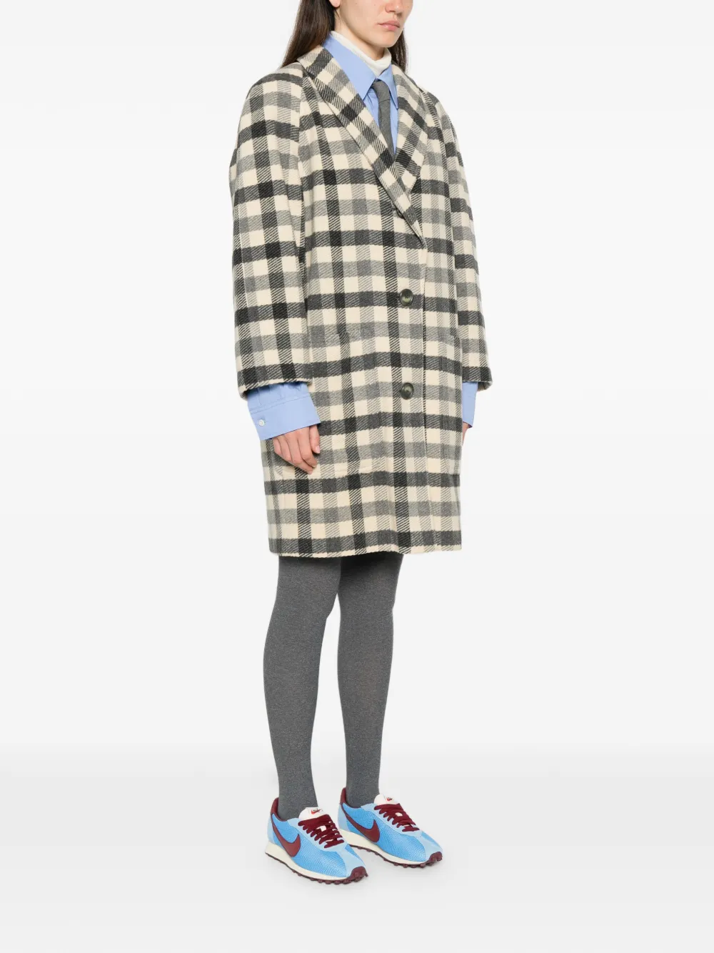 1980s Check-Pattern Buttoned Coat