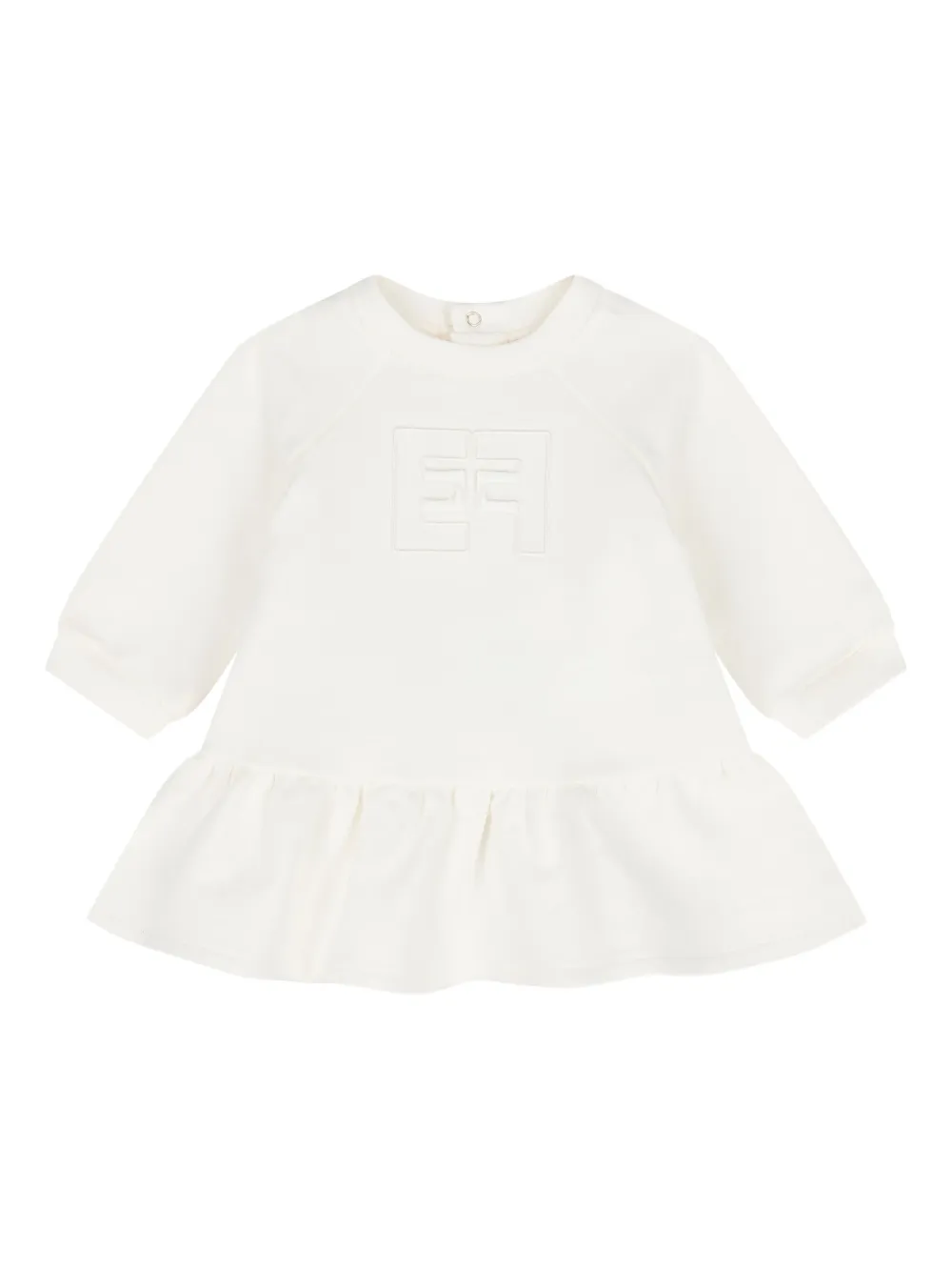 Elisabetta Franchi Babies' Logo-detail Ruffled Dress In White
