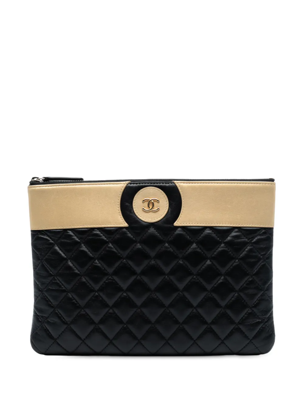 CHANEL Pre-Owned 2017-2018 CC Bicolor Quilted Lambskin clutch bag - Marrone