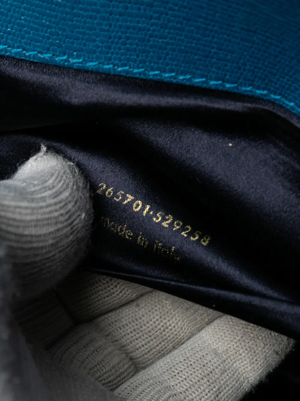 Pre-owned Saint Laurent 2000-2012 Textured Leather Chyc Ligne Clutch Bag In Blue