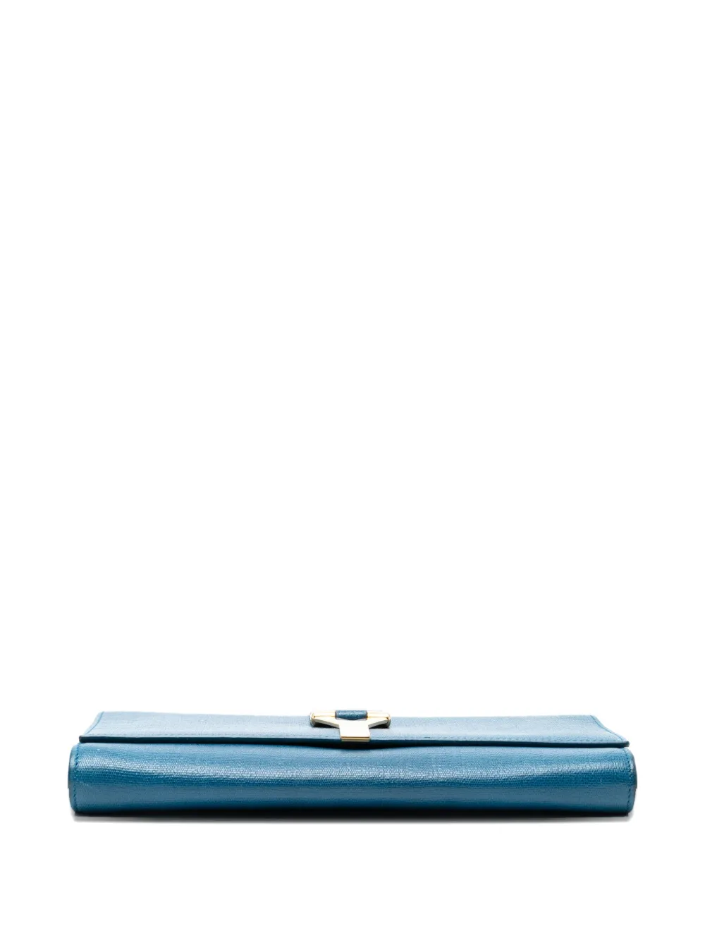 Pre-owned Saint Laurent 2000-2012 Textured Leather Chyc Ligne Clutch Bag In Blue
