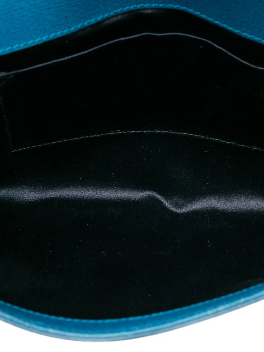 Pre-owned Saint Laurent 2000-2012 Textured Leather Chyc Ligne Clutch Bag In Blue