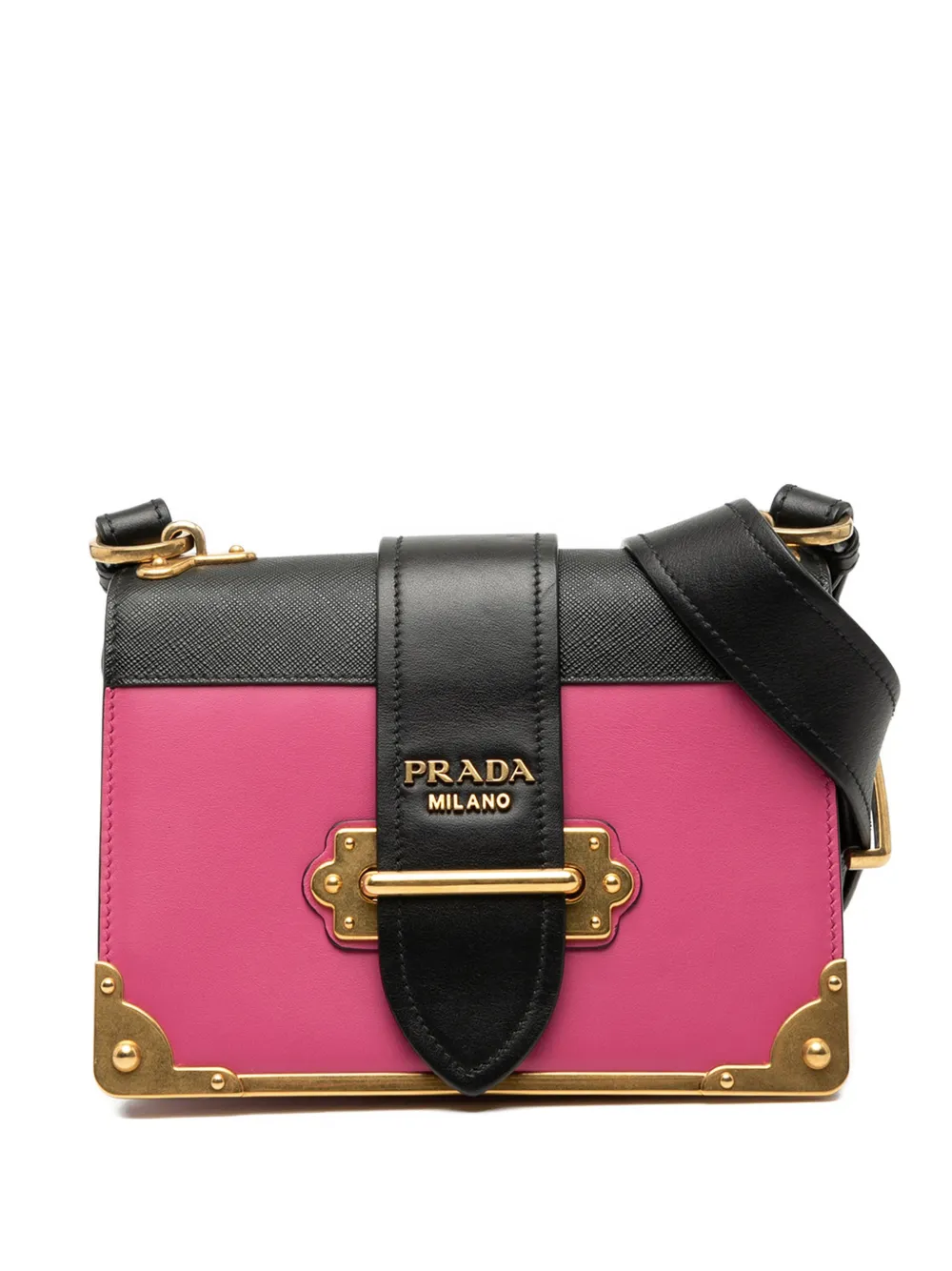 Prada Pre-Owned 2010-2025 サフィアーノトリム シティ カーフ カイエ ショルダーバッグ | ブラック | Image 1