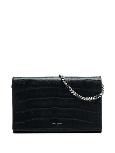 Saint Laurent Pre-Owned 2013-2025 Croc Embossed Leather Wallet On Chain crossbody bag