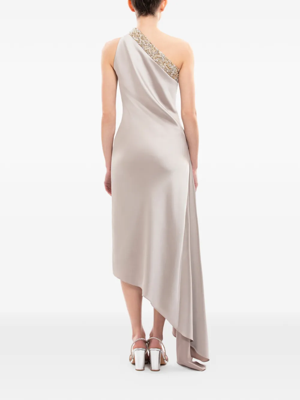 Saiid Kobeisy Asymmetrische verfraaide midi-jurk Beige