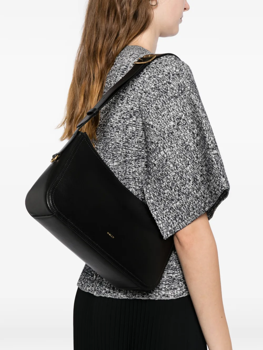 Bally Schoudertas met logo - Zwart