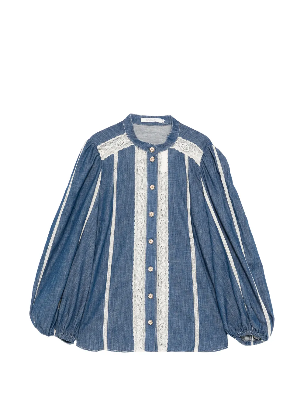 ZIMMERMANN lace-detail button-up shirt - Blu