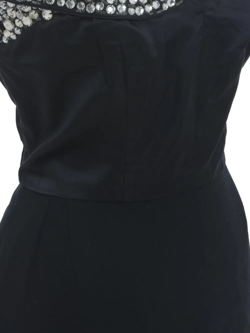 Vintage rhinestone-embellishment midi dress - Zwart