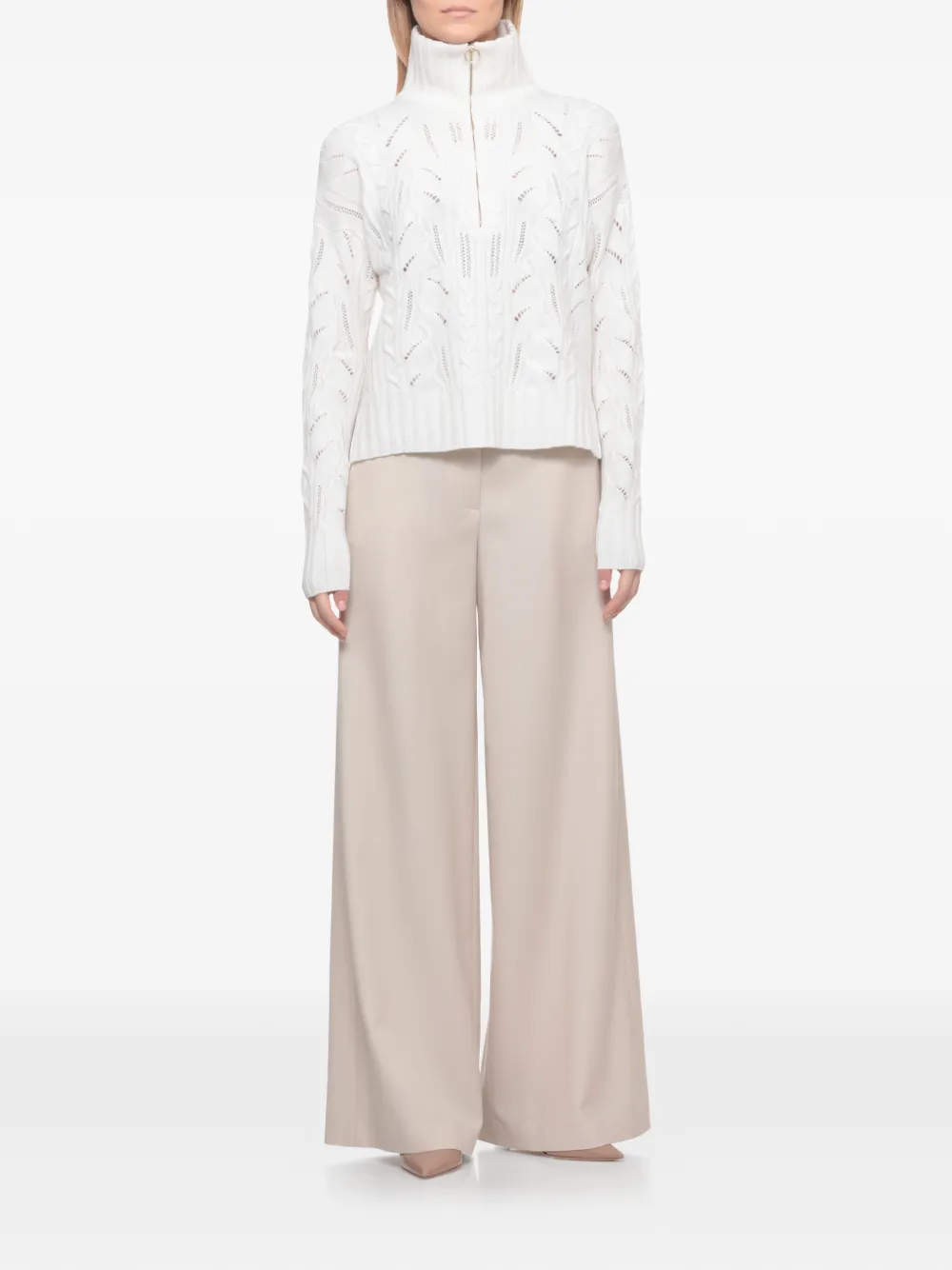  D.exterior Half-zip Sweater - White 