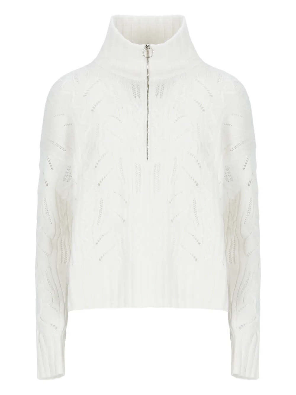D.Exterior half-zip sweater - Bianco
