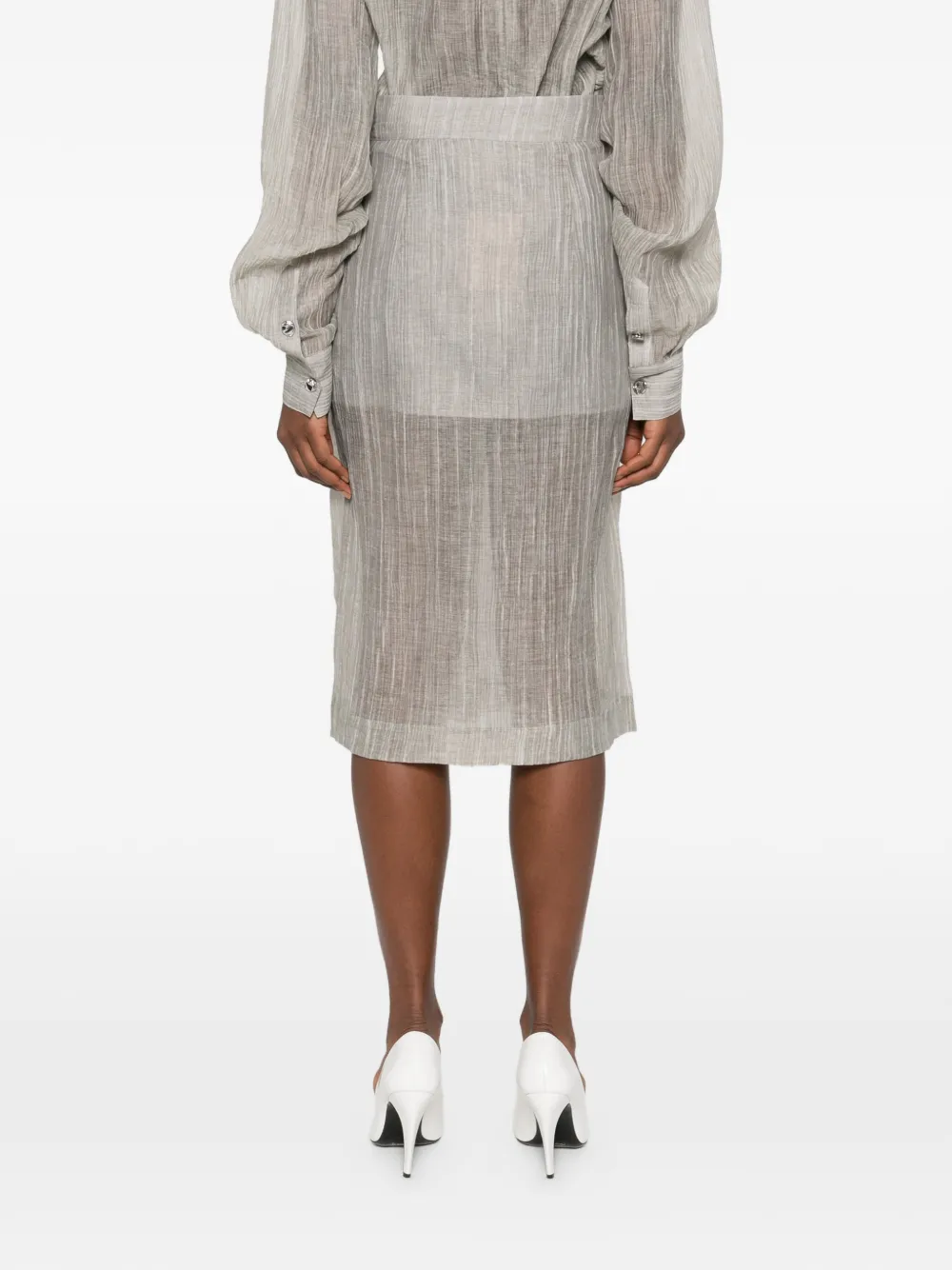 The Garment Delfi wikkelrok met knopen Grijs