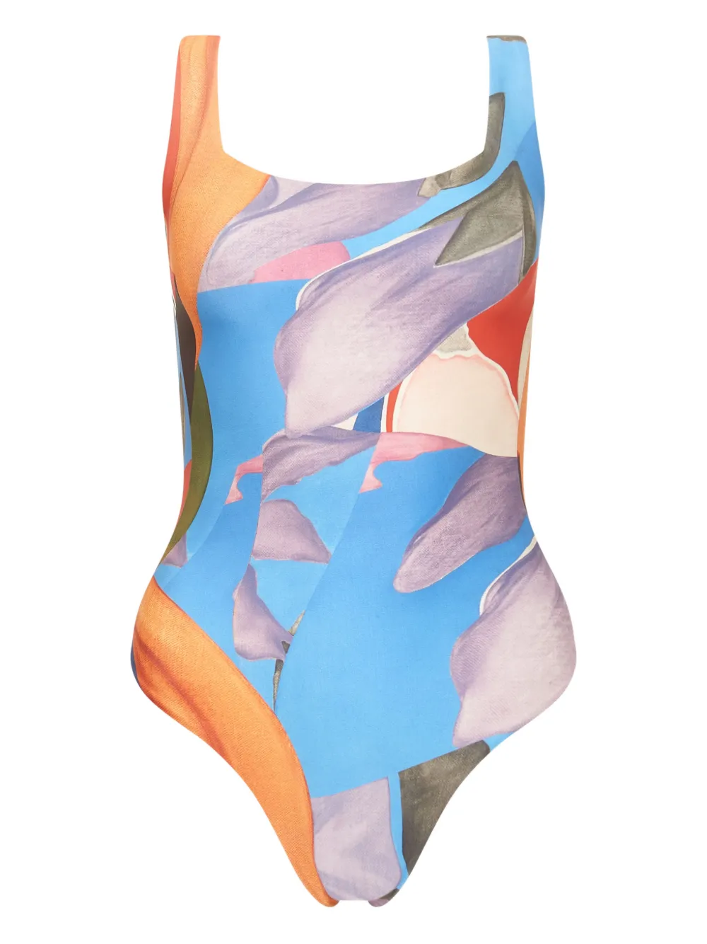 Donde Esteban Palenque Flores Square-neck Swimsuit In Blue