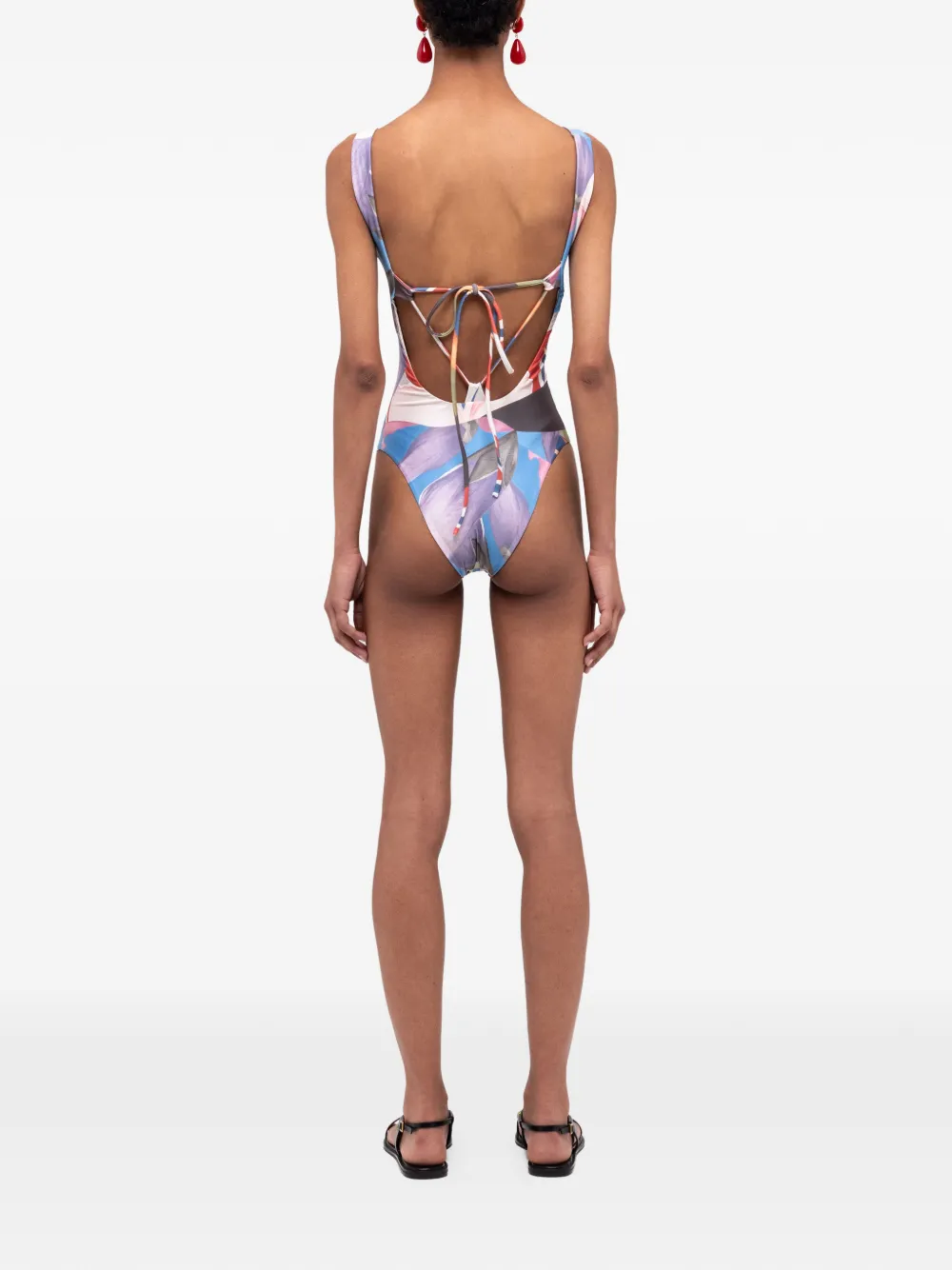 Donde Esteban Palenque Flores Square-neck Swimsuit In Blue