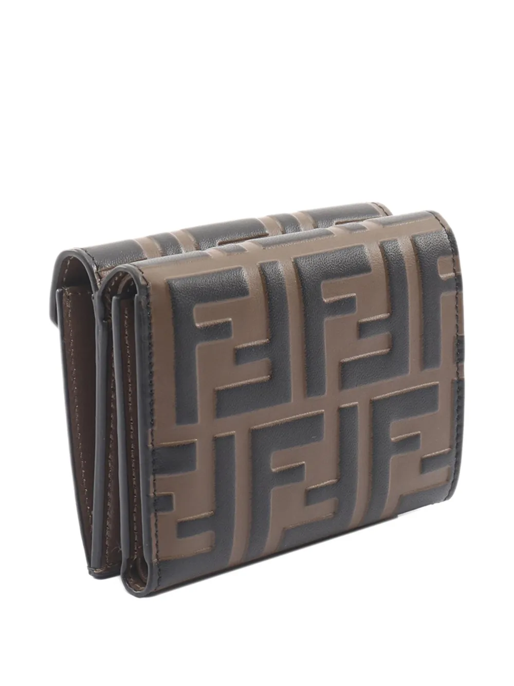 Pre-owned Fendi 2010-2025 Leather Ff Diamond Wallet Small Wallets In Brown