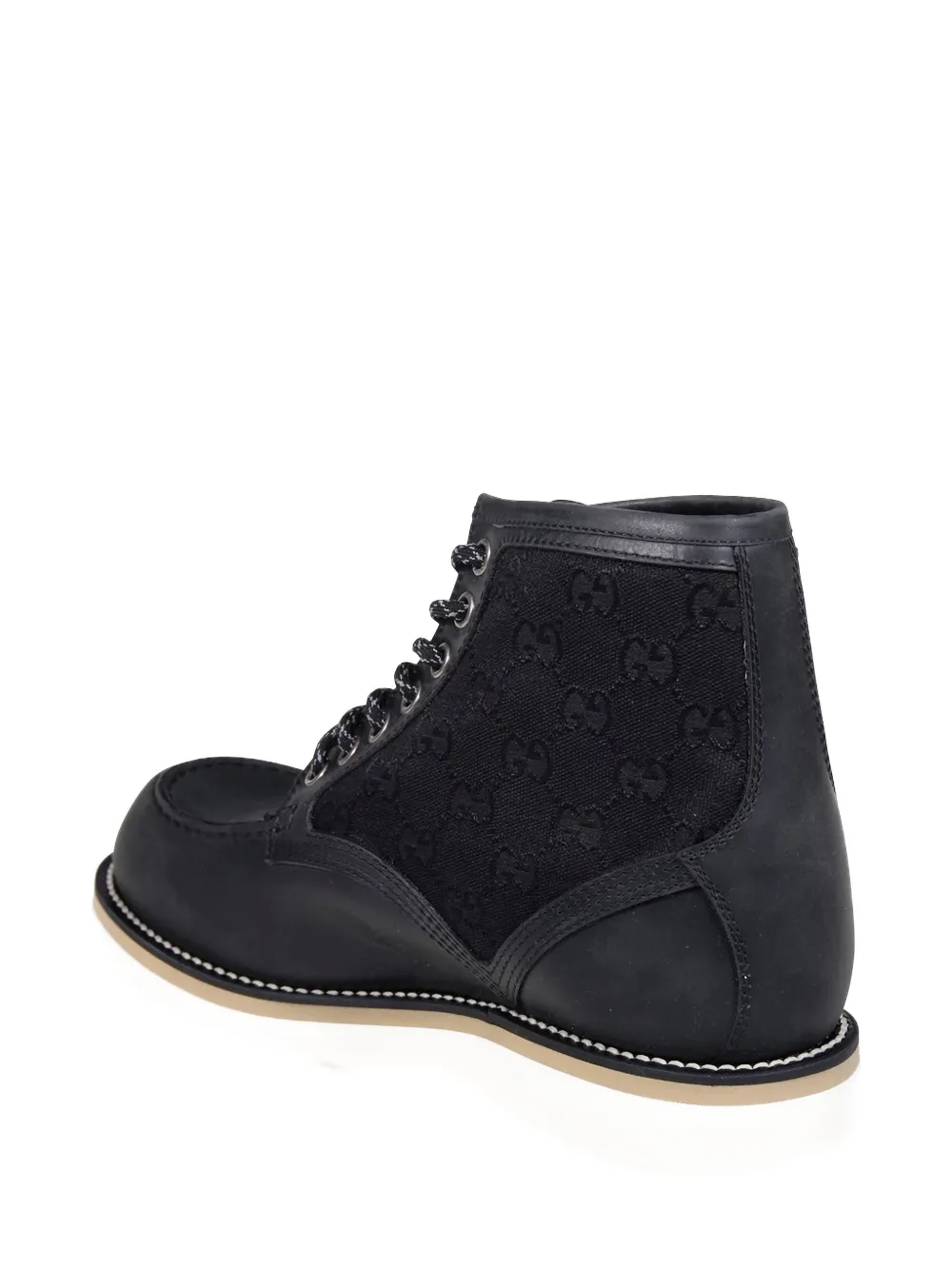 Gucci logo-pattern lace-up boots Zwart
