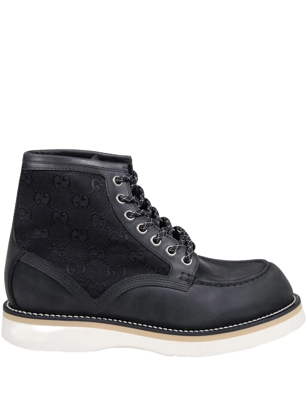 Gucci logo-pattern lace-up boots | Black | Image 1