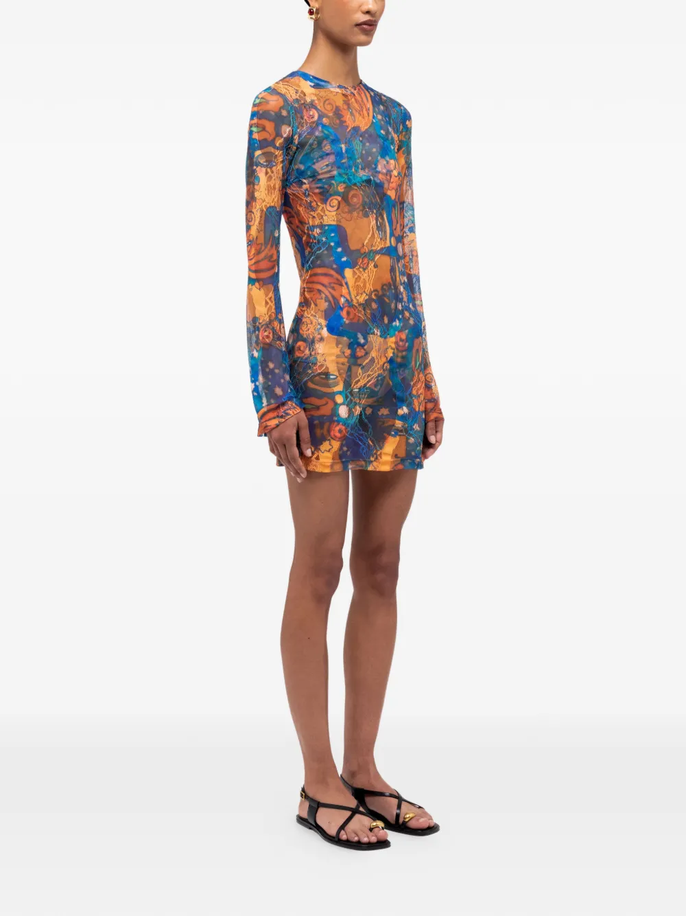 Donde Esteban El Beso mini-jurk met mesh Blauw