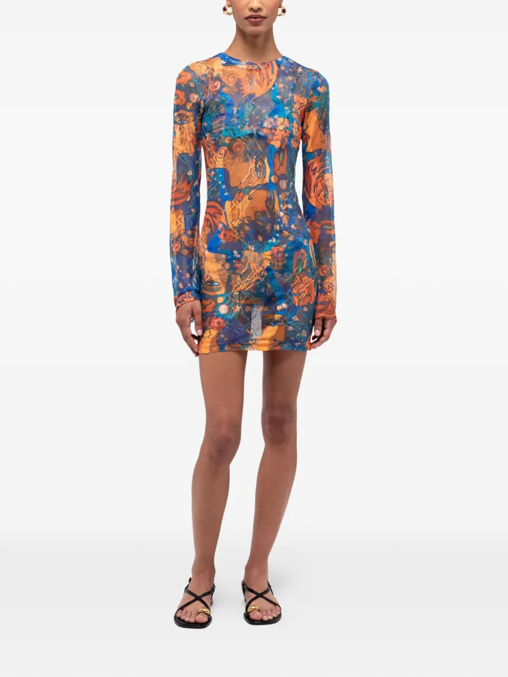 Donde Esteban El Beso mini-jurk met mesh - Blauw