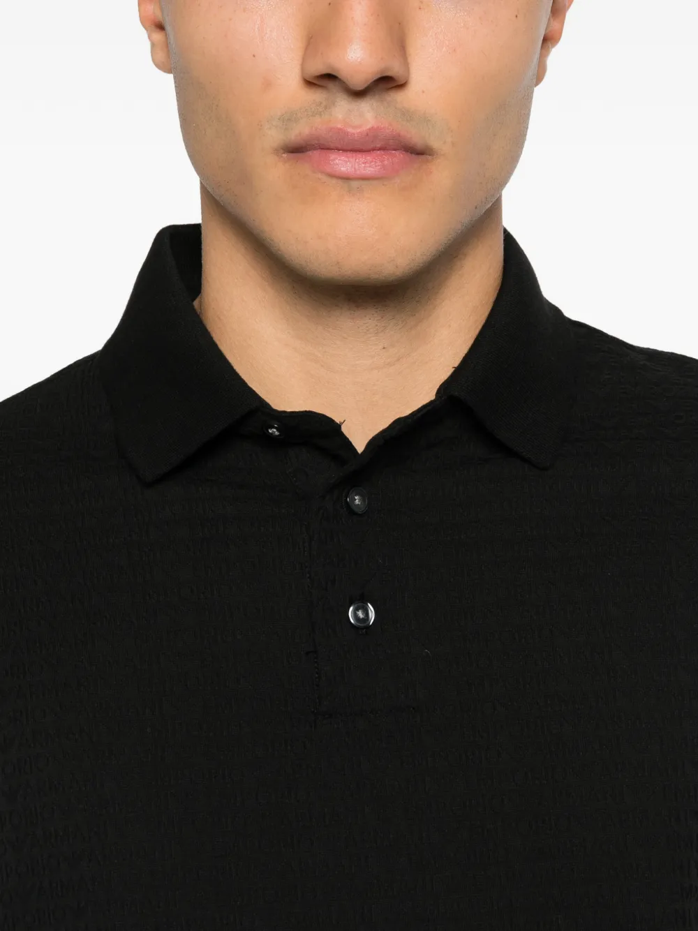 Emporio Armani Poloshirt met logo-jacquard Zwart