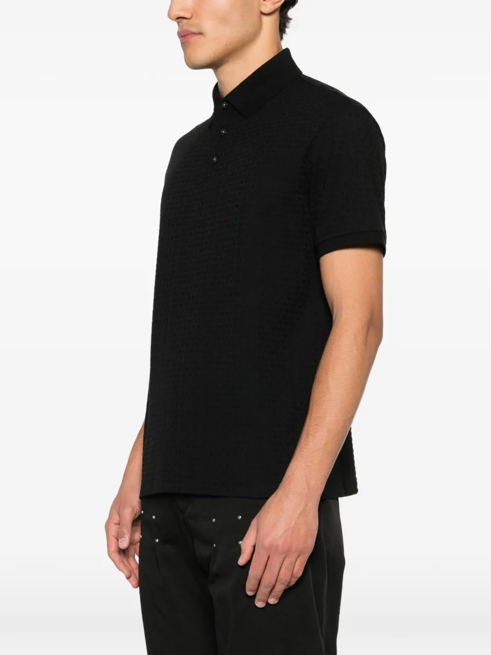 Emporio Armani Poloshirt met logo-jacquard Zwart