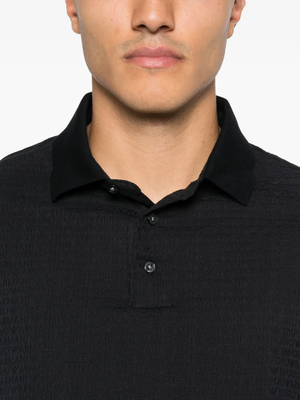 Emporio Armani Poloshirt met textuur Zwart