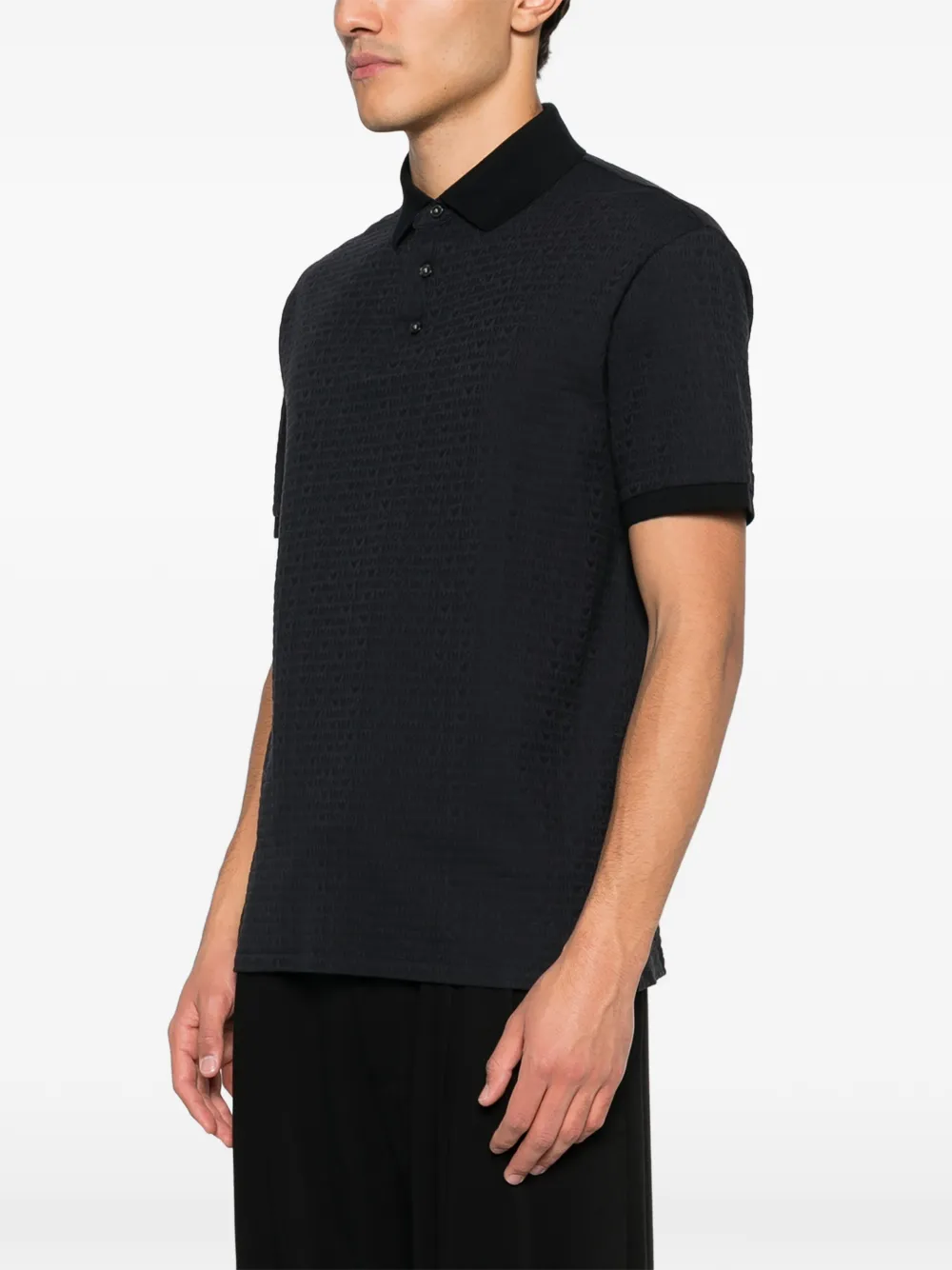 Emporio Armani Poloshirt met textuur Zwart