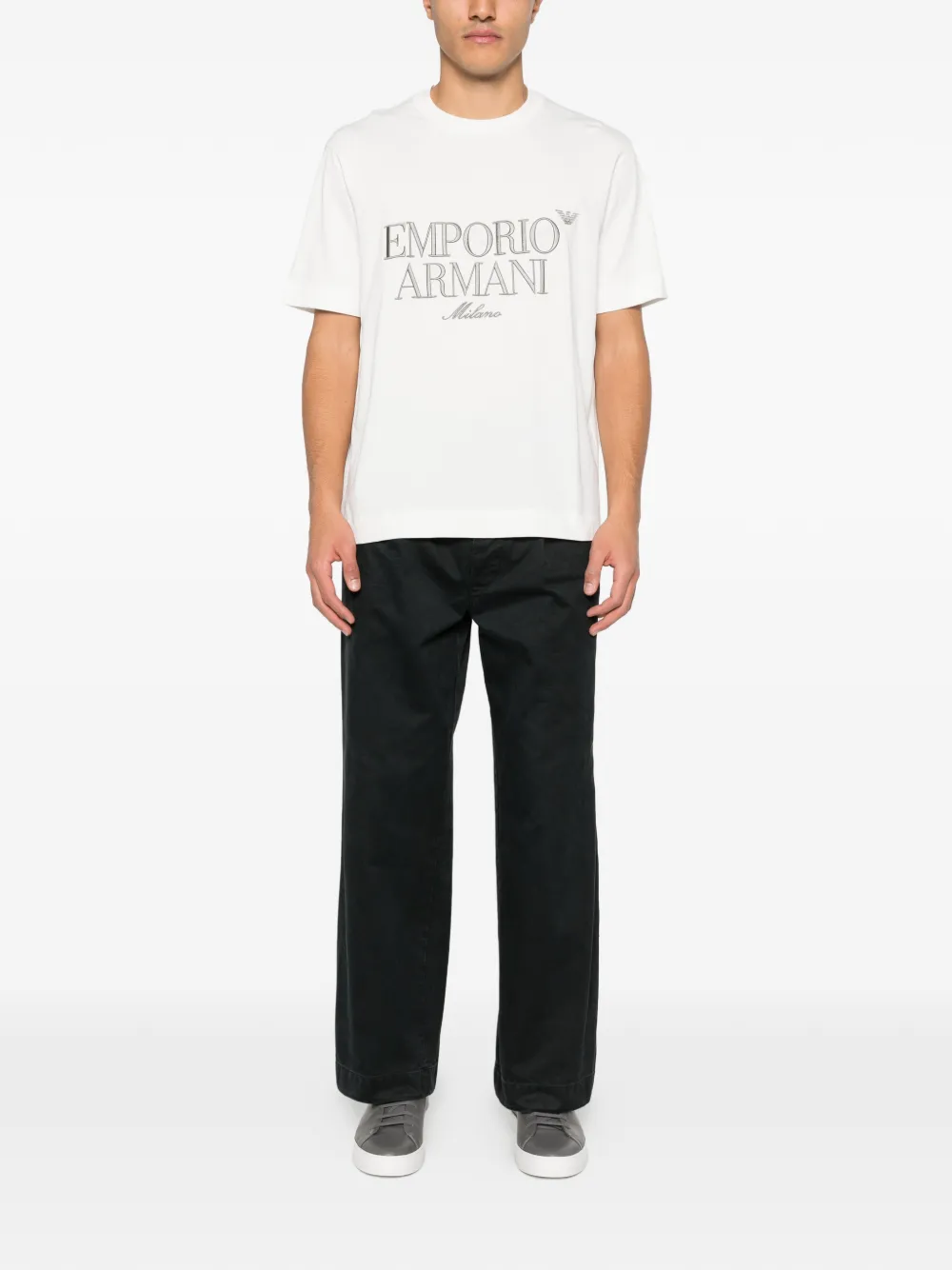Emporio Armani logo-embroidered T-shirt - Wit