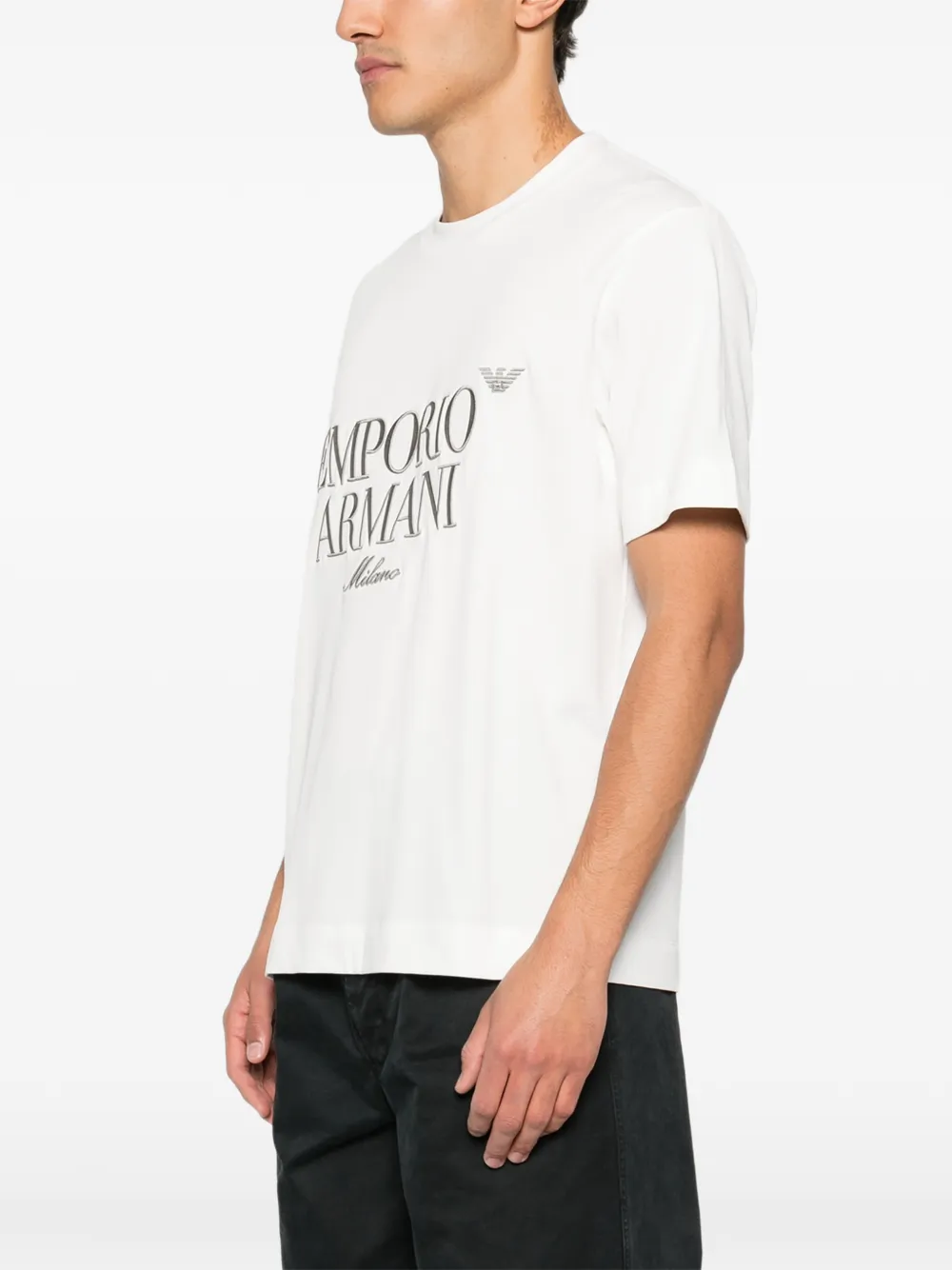 Emporio Armani T-shirt met geborduurd logo Wit