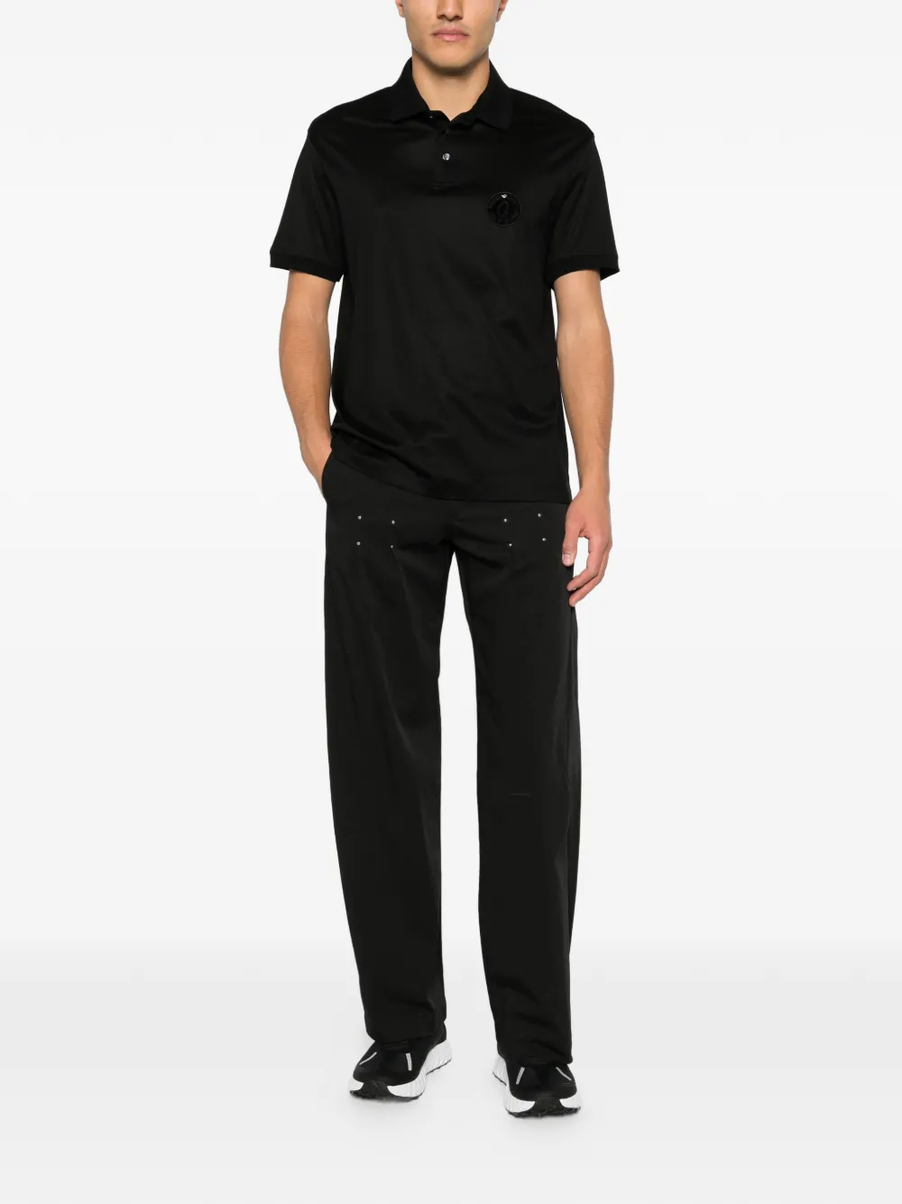 Emporio Armani logo-patch polo shirt - Zwart