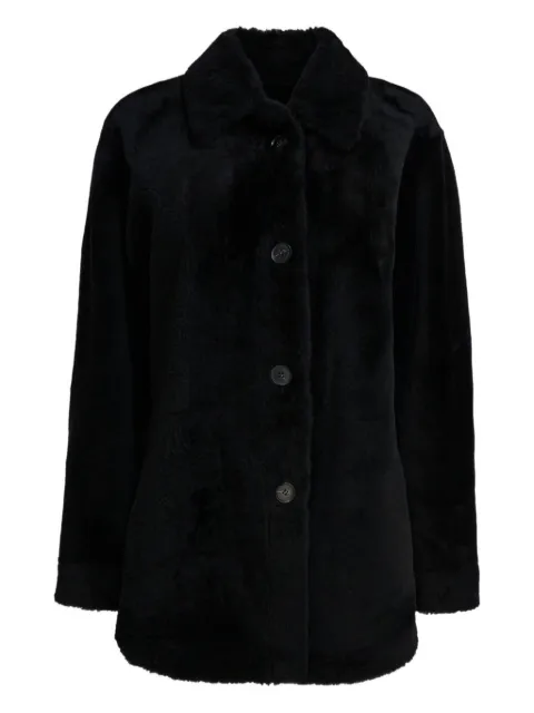 Semper single-breated reversible leather coat