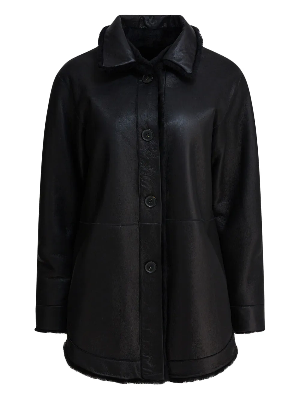Single-Breated Reversible Leather Coat