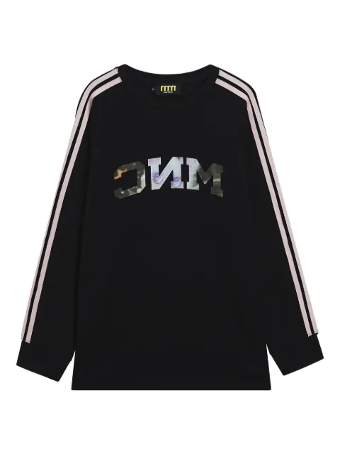 Mini Cream long-sleeve stripe T-shirt