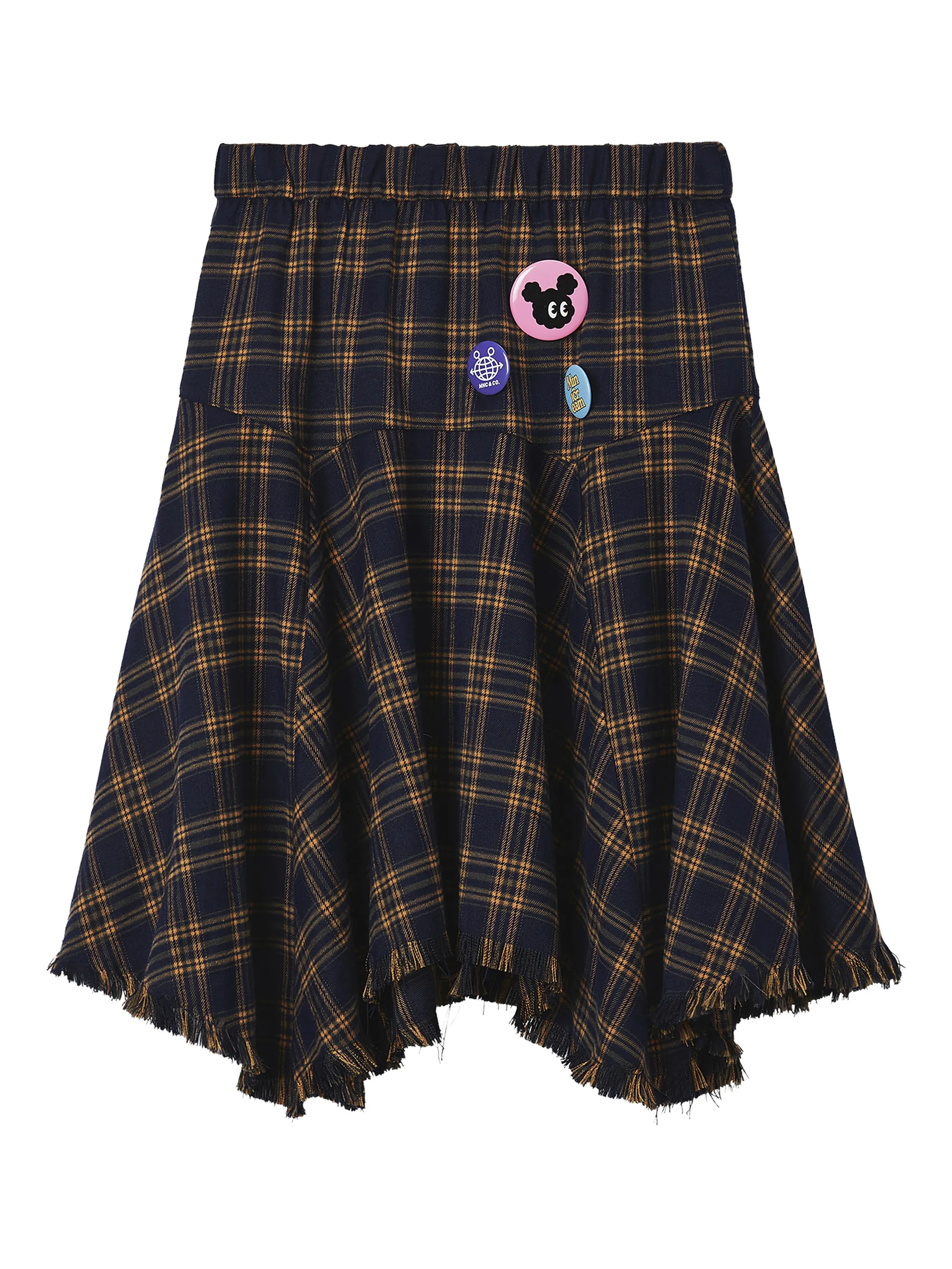 Mini Cream frayed plaid mini skirt