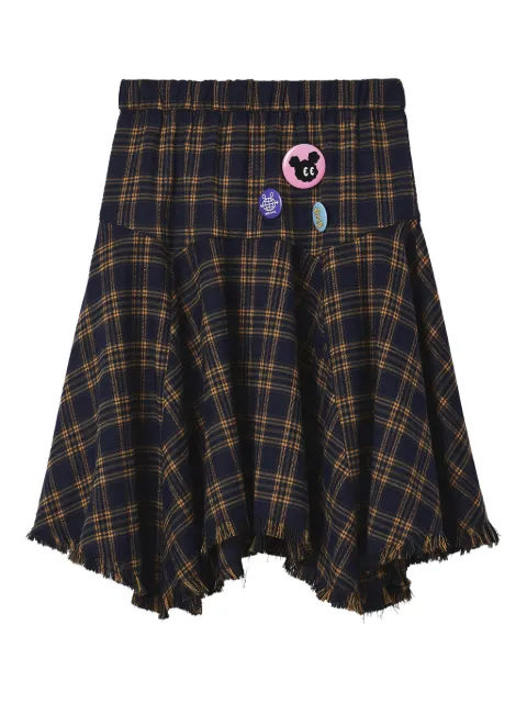 Mini Cream frayed plaid mini skirt