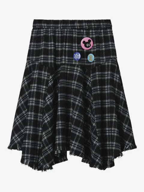 Mini Cream plaid frayed mini skirt