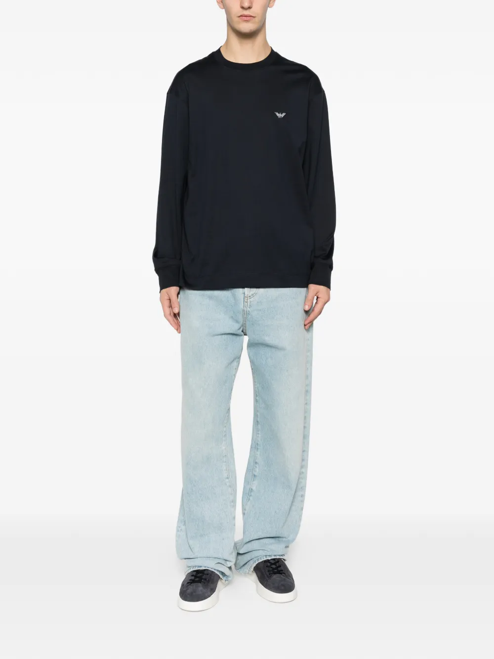 Emporio Armani logo-patch sweatshirt - Blauw