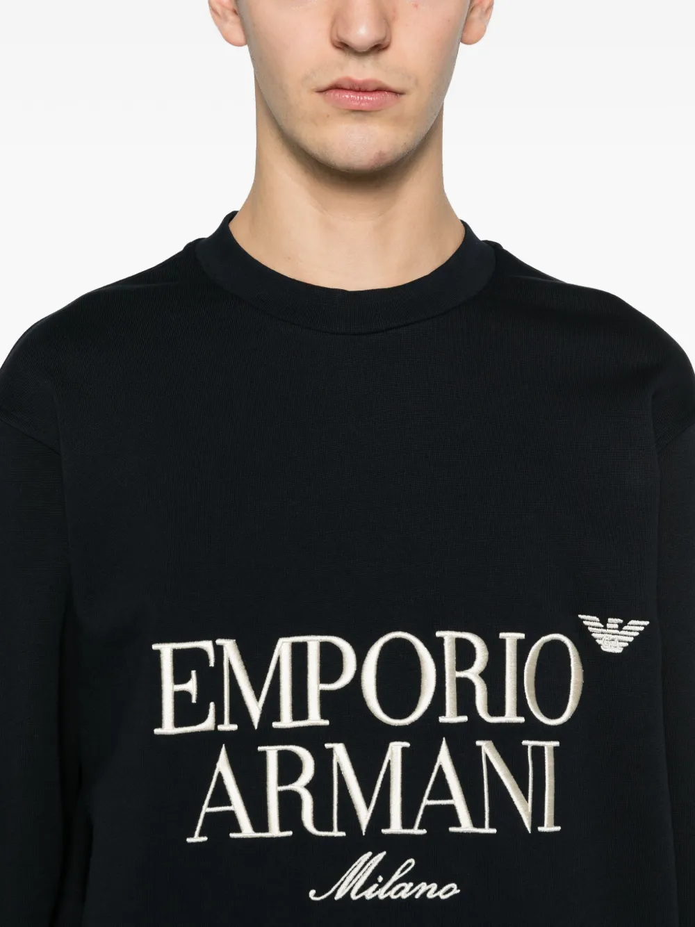 Emporio Armani Sweater met geborduurd logo Blauw