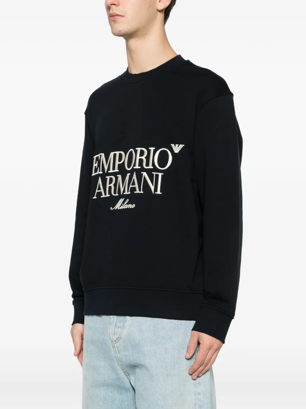 Emporio Armani Sweater met geborduurd logo Blauw