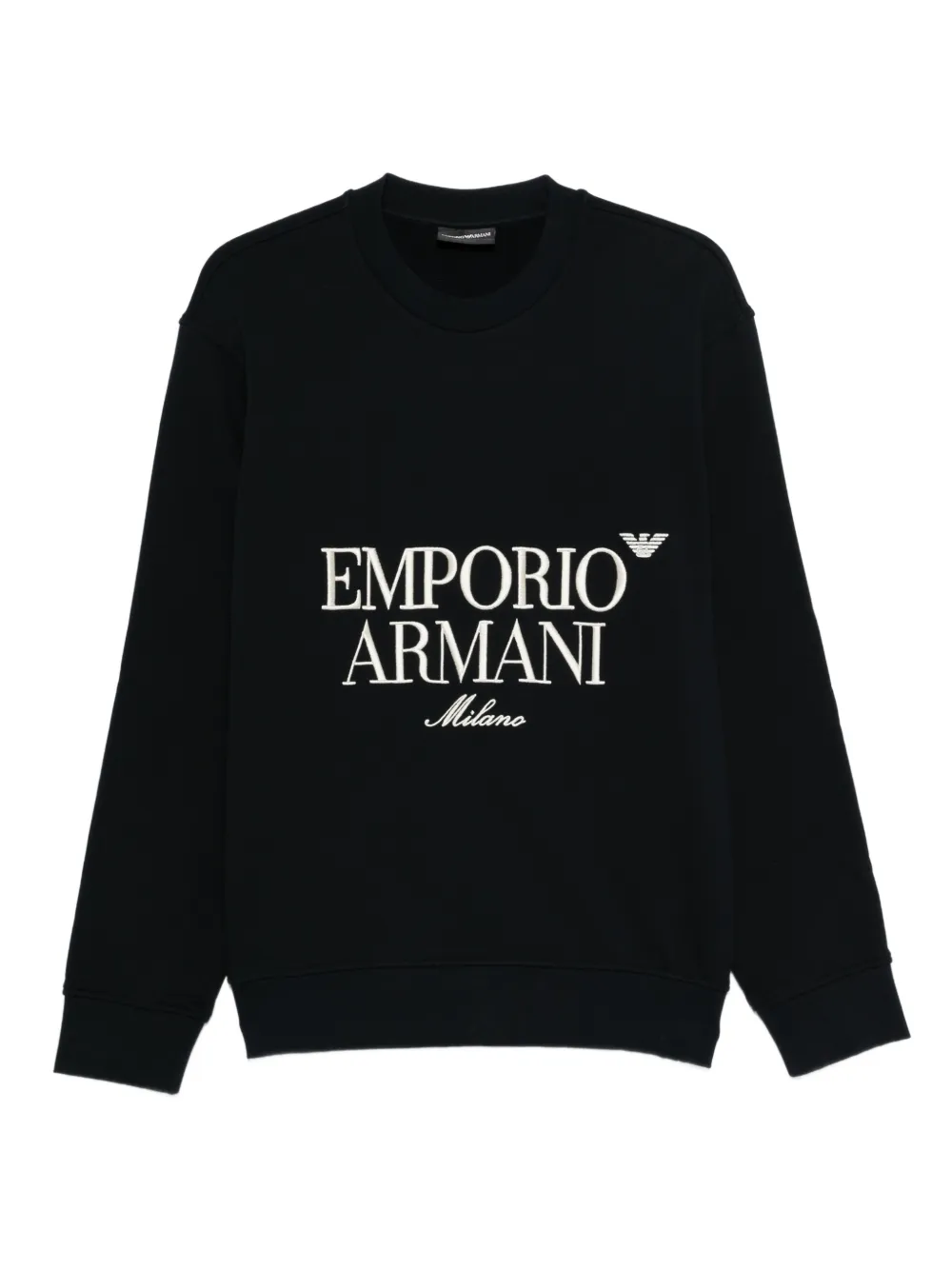 Emporio Armani logo-embroidered crew-neck sweatshirt - Blu