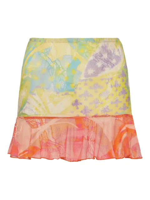 Donde Esteban mesh ruffled mini skirt